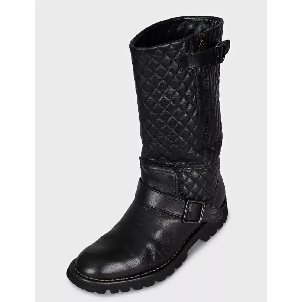 Chanel Black Quilted Leather Over-The-Knee Boots Sz.39,5